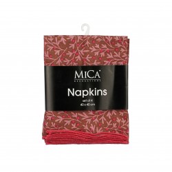 Serviette X4 Fleurs Rose En...