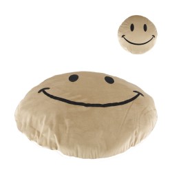 Coussin Smiley Rond Brun En...